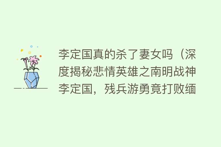 李定国真的杀了妻女吗（深度揭秘悲情英雄之南明战神李定国，残兵游勇竟打败缅甸国防军） 