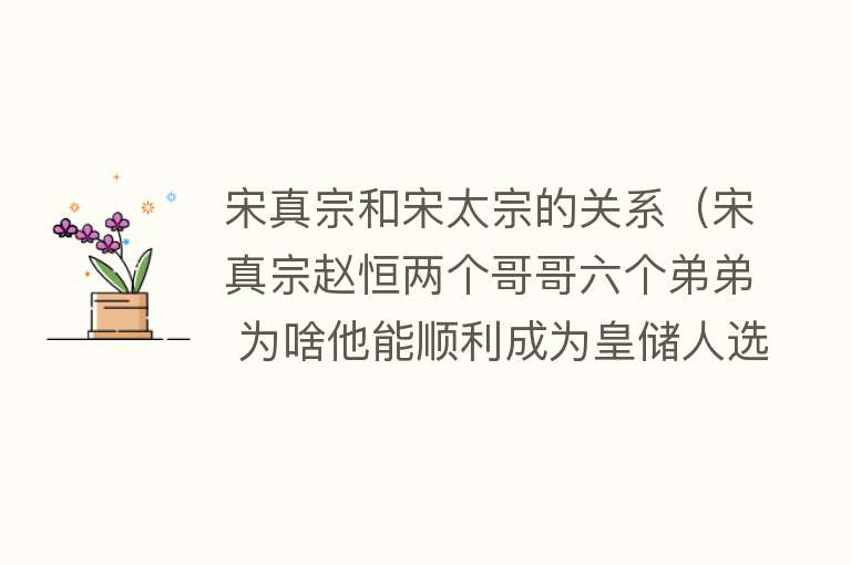 宋真宗和宋太宗的关系（宋真宗赵恒两个哥哥六个弟弟 为啥他能顺利成为皇储人选） 