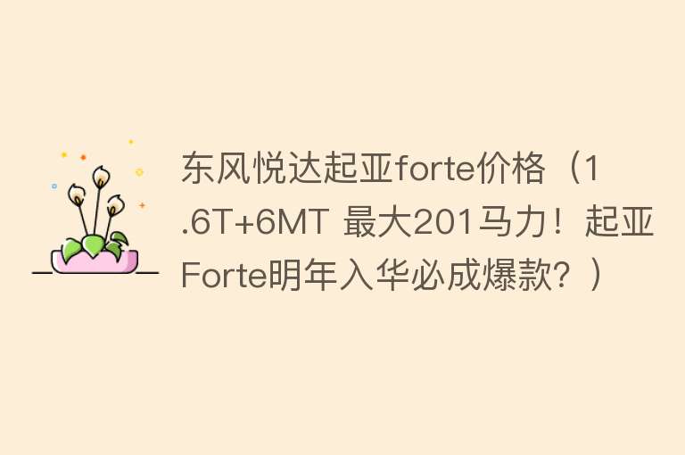 东风悦达起亚forte价格（1.6T+6MT 最大201马力！起亚Forte明年入华必成爆款？） 