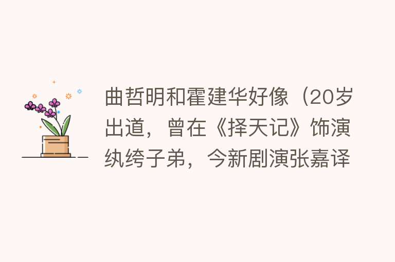 曲哲明和霍建华好像（20岁出道，曾在《择天记》饰演纨绔子弟，今新剧演张嘉译兄弟获赞） 