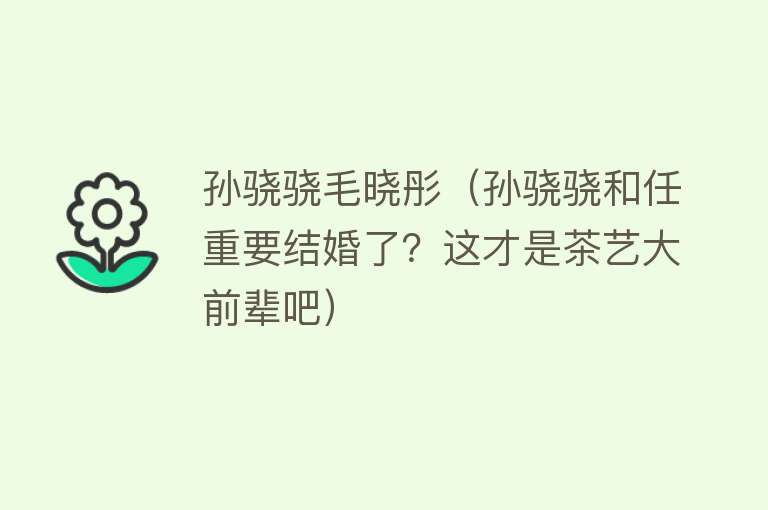 孙骁骁毛晓彤(孙骁骁和任重要结婚了?这才是茶艺大前辈吧)