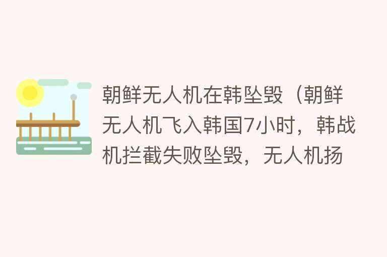 朝鲜无人机在韩坠毁（朝鲜无人机飞入韩国7小时，韩战机拦截失败坠毁，无人机扬长而去） 
