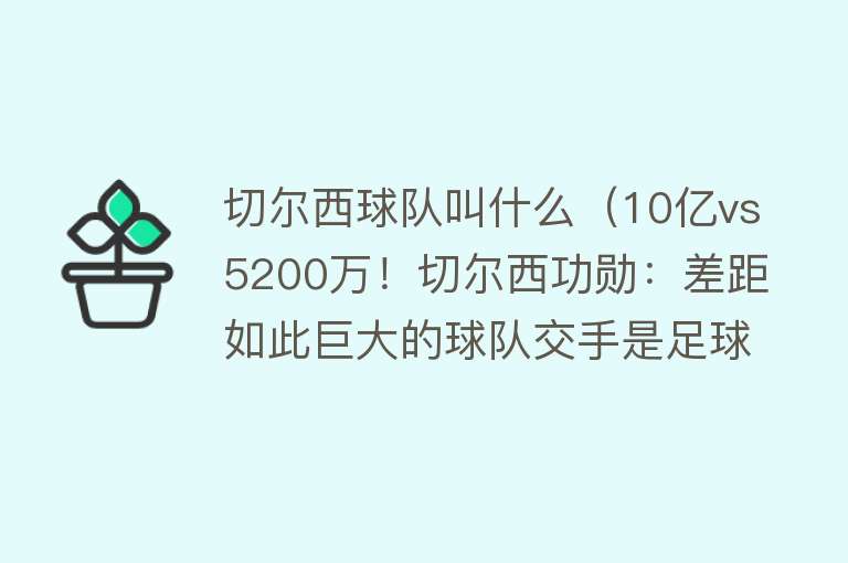 切尔西球队叫什么（10亿vs5200万！切尔西功勋：差距如此巨大的球队交手是足球的童话） 