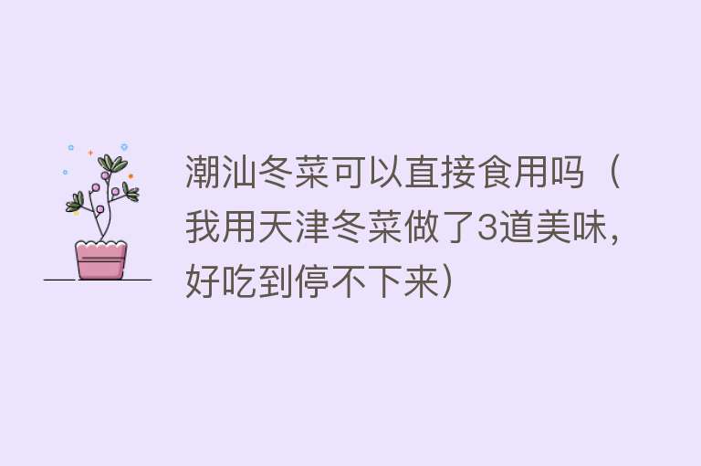 潮汕冬菜可以直接食用吗（我用天津冬菜做了3道美味，好吃到停不下来） 