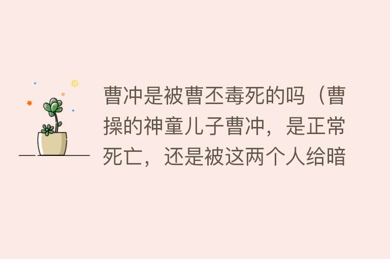 曹冲是被曹丕毒死的吗（曹操的神童儿子曹冲，是正常死亡，还是被这两个人给暗害的） 