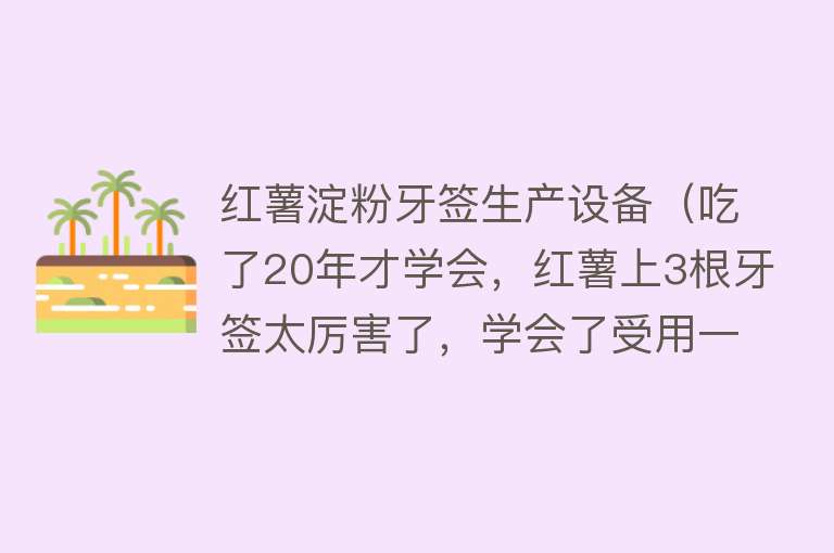 红薯淀粉牙签生产设备（吃了20年才学会，红薯上3根牙签太厉害了，学会了受用一生！） 
