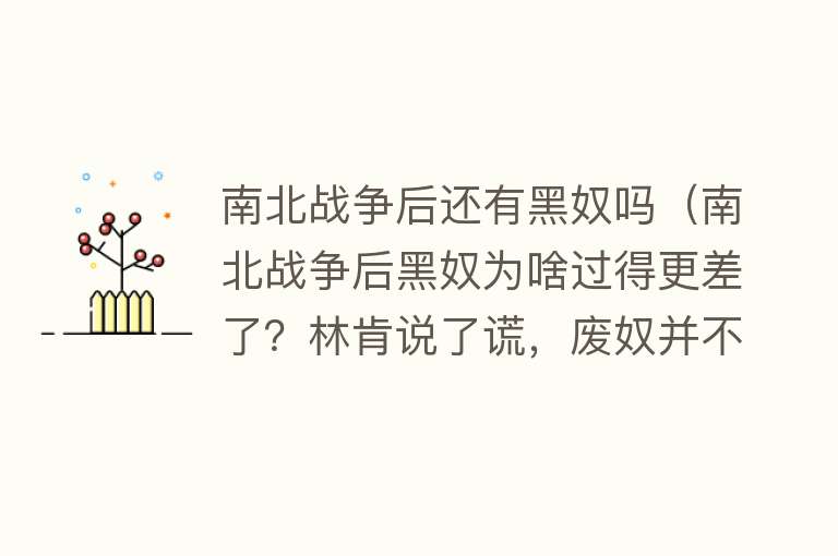 南北战争后还有黑奴吗（南北战争后黑奴为啥过得更差了？林肯说了谎，废奴并不等于解救） 