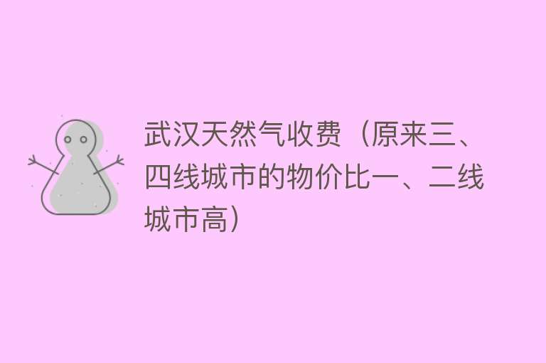 武汉天然气收费（原来三、四线城市的物价比一、二线城市高） 