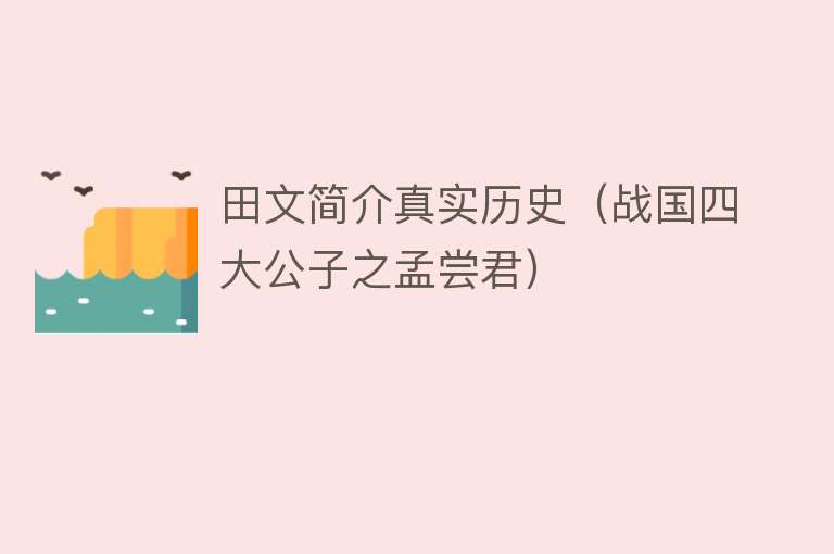 田文简介真实历史（战国四大公子之孟尝君） 