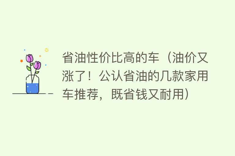 省油性价比高的车（油价又涨了！公认省油的几款家用车推荐，既省钱又耐用） 