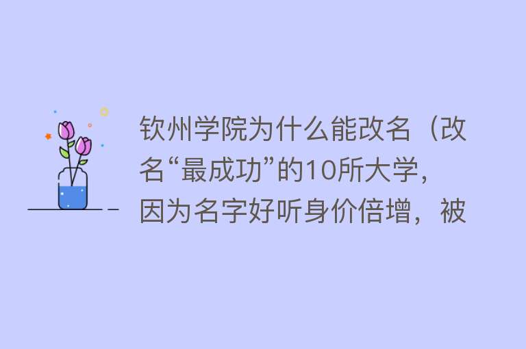 钦州学院为什么能改名（改名“最成功”的10所大学，因为名字好听身价倍增，被误认为985） 