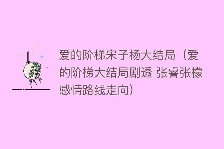 爱的阶梯宋子杨大结局（爱的阶梯大结局剧透 张睿张檬感情路线走向） 