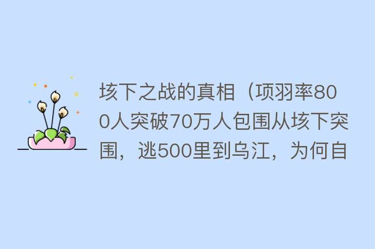 垓下之战的真相（项羽率800人突破70万人包围从垓下突围，逃500里到乌江，为何自杀） 