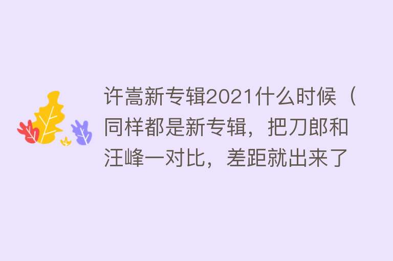 许嵩新专辑2021什么时候（同样都是新专辑，把刀郎和汪峰一对比，差距就出来了）