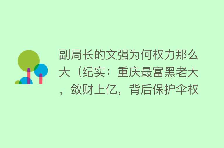 副局长的文强为何权力那么大（纪实：重庆最富黑老大，敛财上亿，背后保护伞权势通天） 