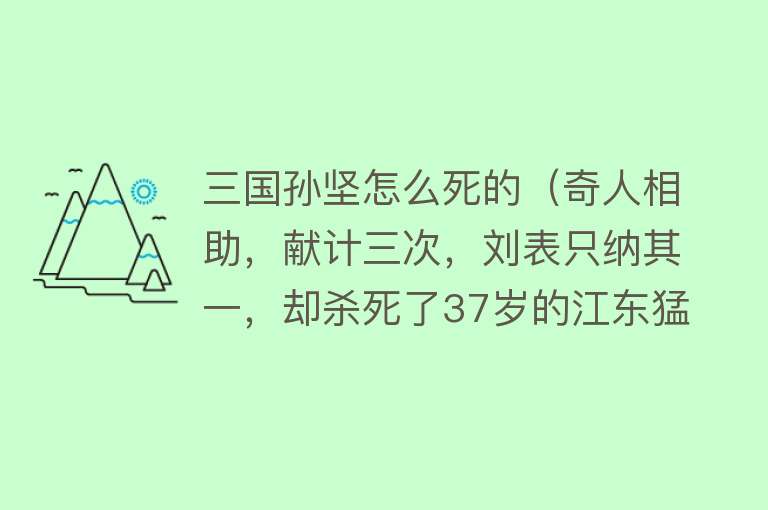 三国孙坚怎么死的（奇人相助，献计三次，刘表只纳其一，却杀死了37岁的江东猛虎孙坚）