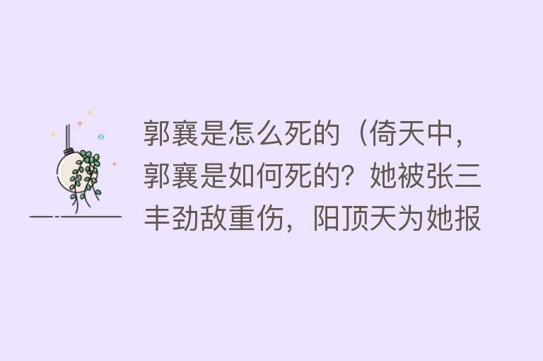 郭襄是怎么死的（倚天中，郭襄是如何死的？她被张三丰劲敌重伤，阳顶天为她报仇）