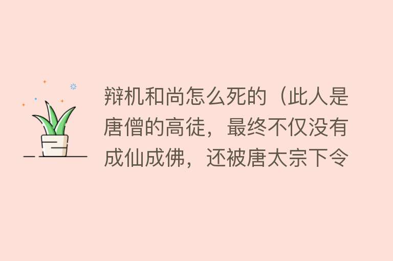 辩机和尚怎么死的（此人是唐僧的高徒，最终不仅没有成仙成佛，还被唐太宗下令处死）