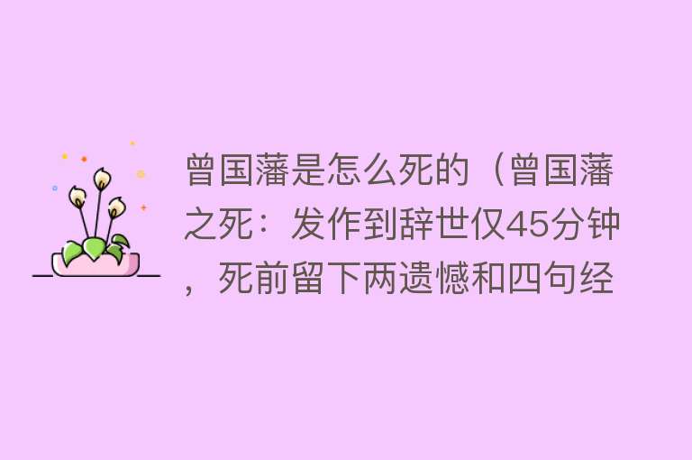 曾国藩是怎么死的（曾国藩之死：发作到辞世仅45分钟，死前留下两遗憾和四句经典遗言）