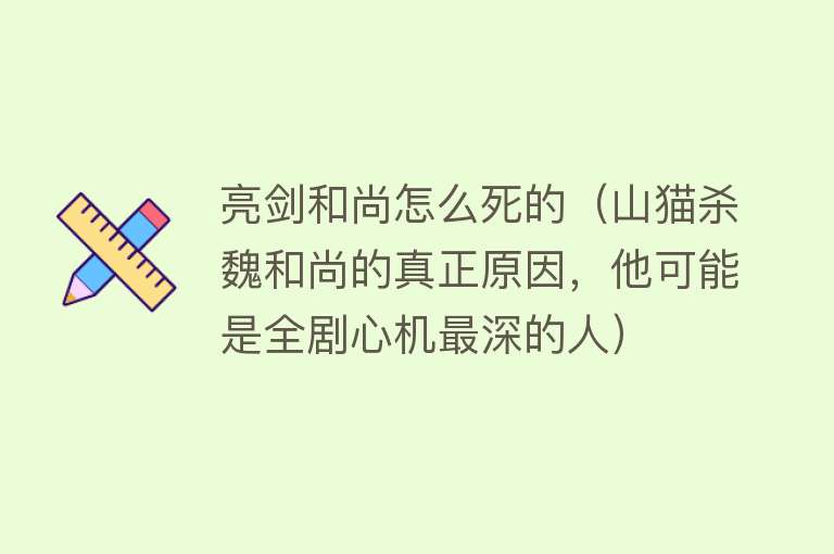 亮剑和尚怎么死的（山猫杀魏和尚的真正原因，他可能是全剧心机最深的人）