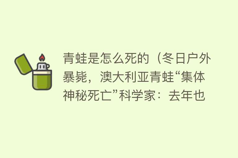 青蛙是怎么死的（冬日户外暴毙，澳大利亚青蛙“集体神秘死亡”科学家：去年也发生过，原因不明）