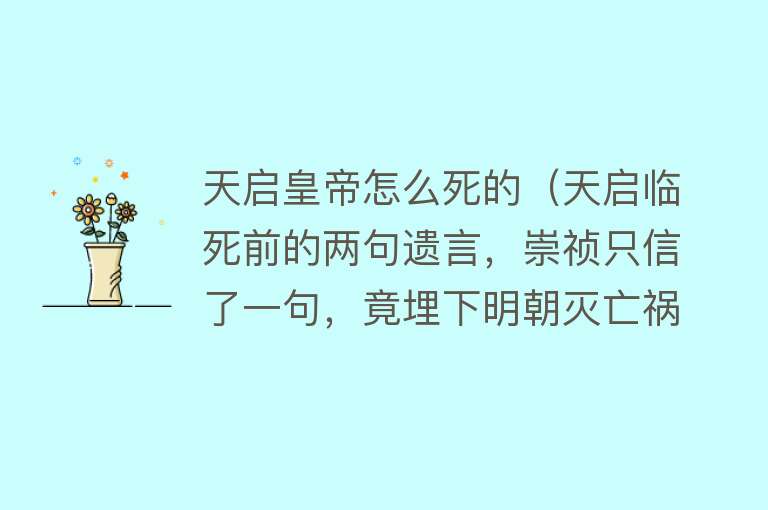 天启皇帝怎么死的（天启临死前的两句遗言，崇祯只信了一句，竟埋下明朝灭亡祸根）