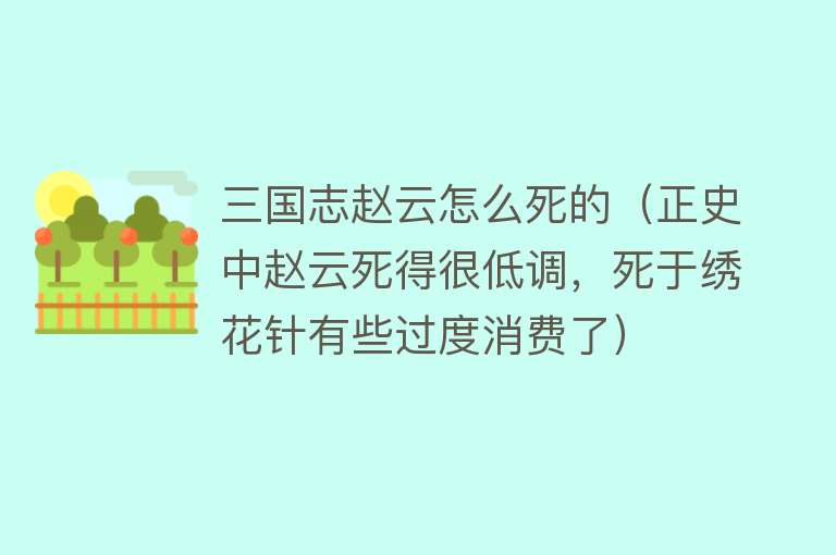 三国志赵云怎么死的（正史中赵云死得很低调，死于绣花针有些过度消费了）