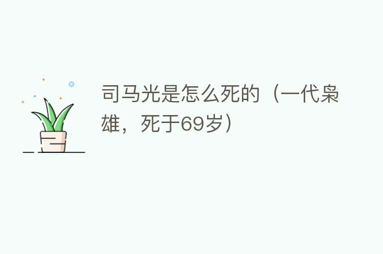 司马光是怎么死的（一代枭雄，死于69岁）