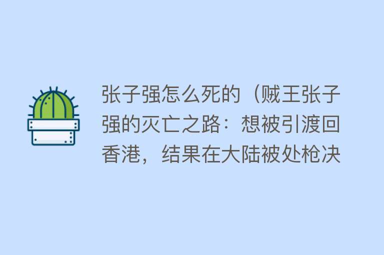 张子强怎么死的（贼王张子强的灭亡之路：想被引渡回香港，结果在大陆被处枪决）