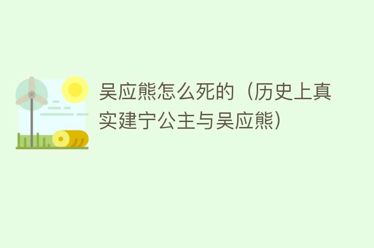 吴应熊怎么死的（历史上真实建宁公主与吴应熊）