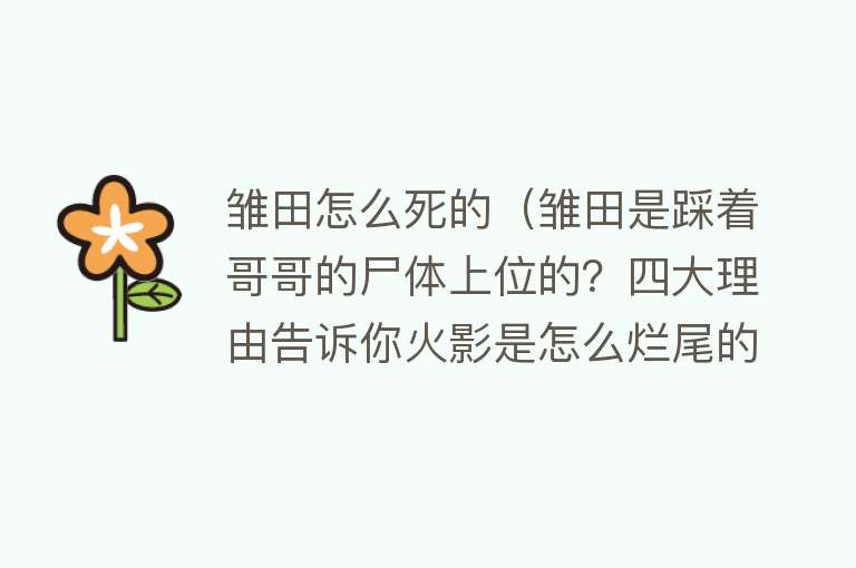 雏田怎么死的（雏田是踩着哥哥的尸体上位的？四大理由告诉你火影是怎么烂尾的）