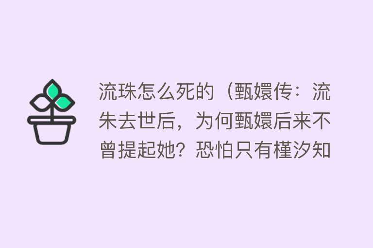 流珠怎么死的（甄嬛传：流朱去世后，为何甄嬛后来不曾提起她？恐怕只有槿汐知情）