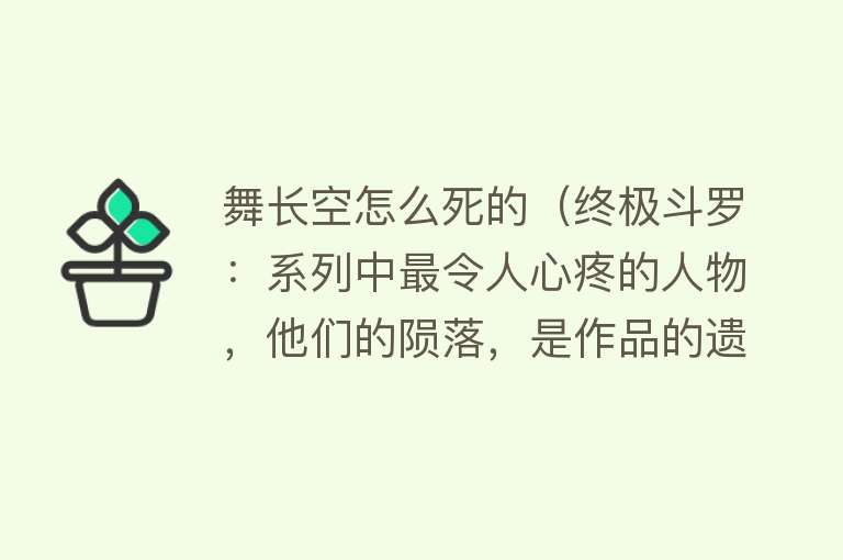 舞长空怎么死的（终极斗罗：系列中最令人心疼的人物，他们的陨落，是作品的遗憾）