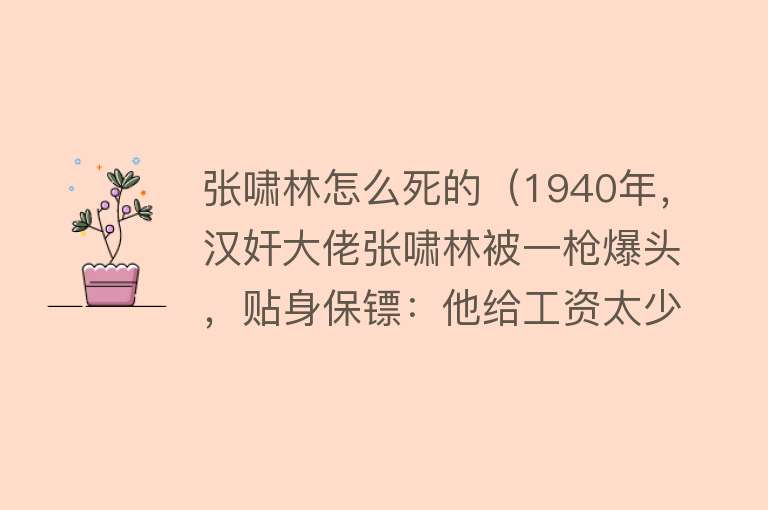 张啸林怎么死的（1940年，汉奸大佬张啸林被一枪爆头，贴身保镖：他给工资太少）