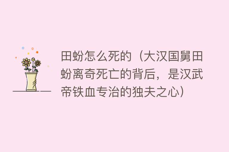 田蚡怎么死的（大汉国舅田蚡离奇死亡的背后，是汉武帝铁血专治的独夫之心）