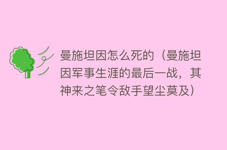 曼施坦因怎么死的（曼施坦因军事生涯的最后一战，其神来之笔令敌手望尘莫及）