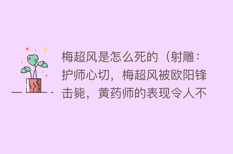 梅超风是怎么死的（射雕：护师心切，梅超风被欧阳锋击毙，黄药师的表现令人不解）