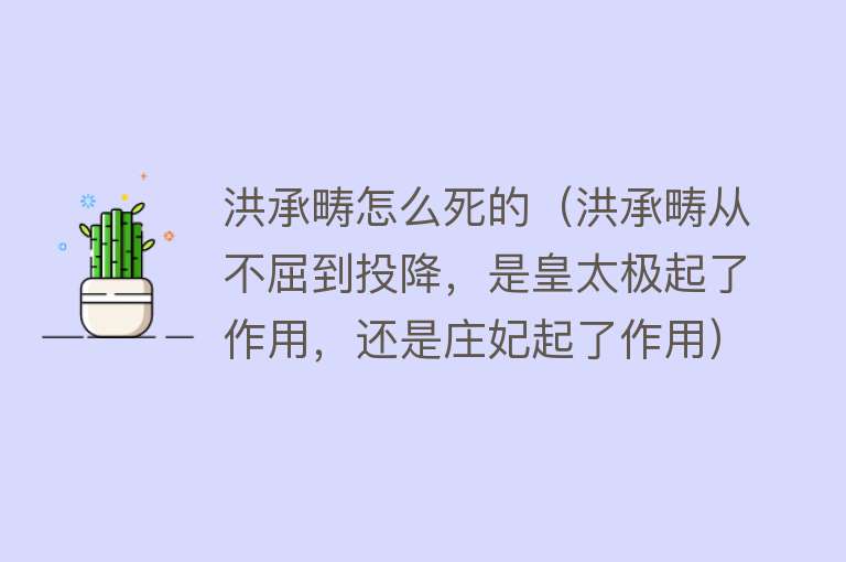 洪承畴怎么死的（洪承畴从不屈到投降，是皇太极起了作用，还是庄妃起了作用）