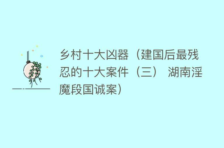 乡村十大凶器（建国后最残忍的十大案件（三） 湖南淫魔段国诚案） 