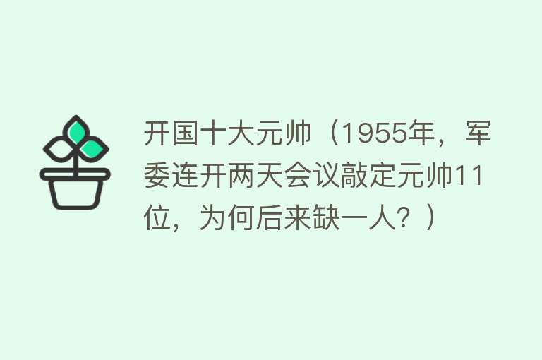 开国十大元帅（1955年，军委连开两天会议敲定元帅11位，为何后来缺一人？） 