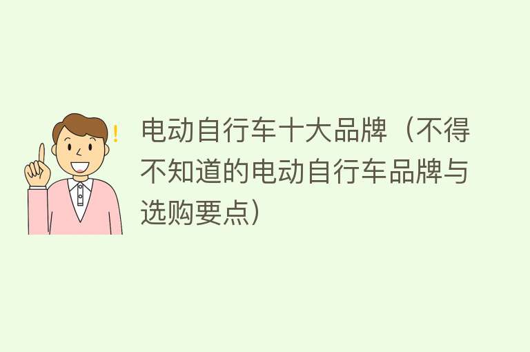 电动自行车十大品牌（不得不知道的电动自行车品牌与选购要点） 