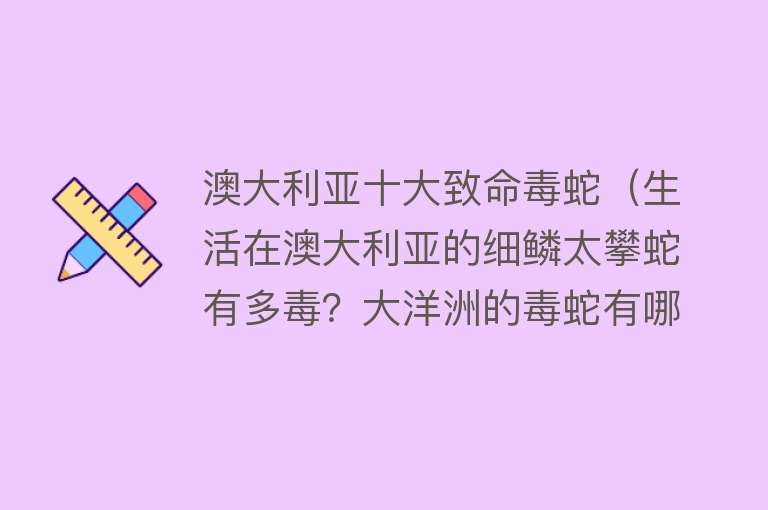 澳大利亚十大致命毒蛇（生活在澳大利亚的细鳞太攀蛇有多毒？大洋洲的毒蛇有哪些？）