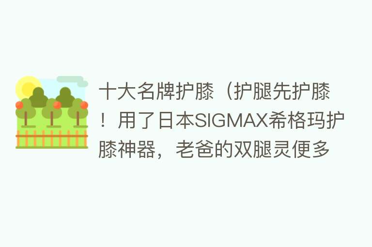 十大名牌护膝（护腿先护膝！用了日本SIGMAX希格玛护膝神器，老爸的双腿灵便多啦）