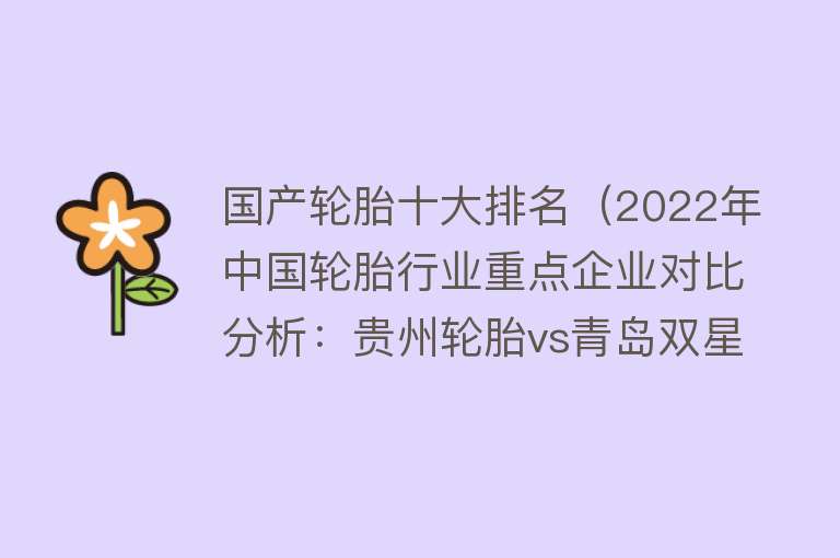 国产轮胎十大排名（2022年中国轮胎行业重点企业对比分析：贵州轮胎vs青岛双星） 