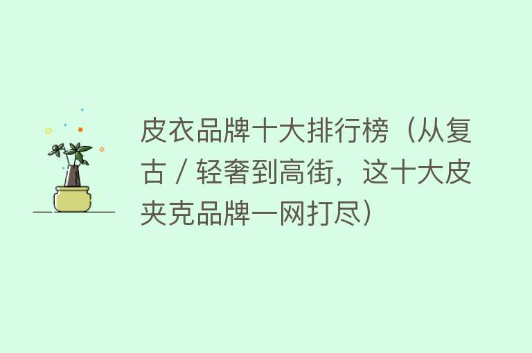 皮衣品牌十大排行榜（从复古／轻奢到高街，这十大皮夹克品牌一网打尽） 