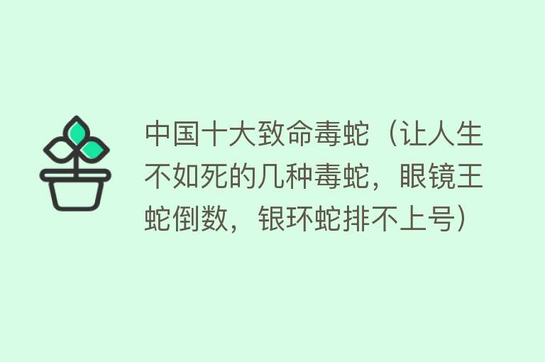 中国十大致命毒蛇（让人生不如死的几种毒蛇，眼镜王蛇倒数，银环蛇排不上号） 