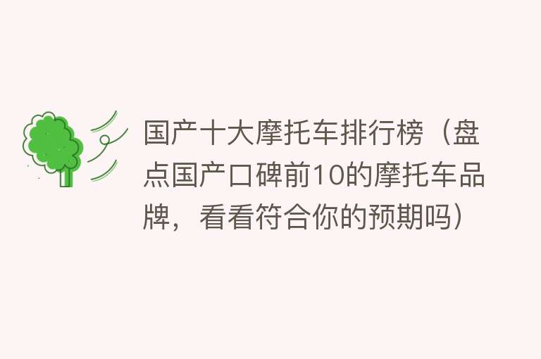 国产十大摩托车排行榜（盘点国产口碑前10的摩托车品牌，看看符合你的预期吗） 