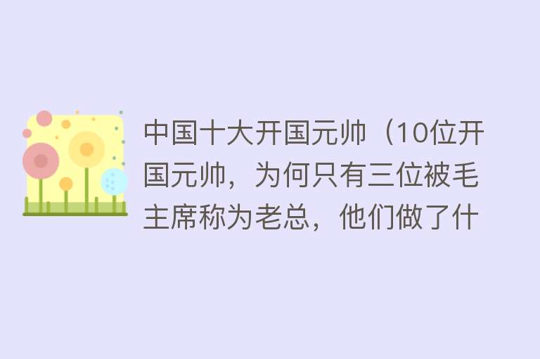 中国十大开国元帅（10位开国元帅，为何只有三位被毛主席称为老总，他们做了什么？）