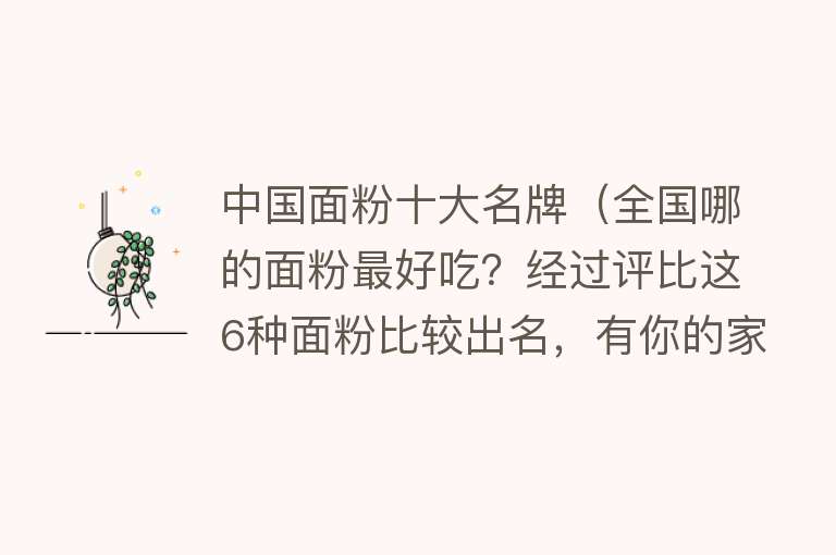 中国面粉十大名牌（全国哪的面粉最好吃？经过评比这6种面粉比较出名，有你的家乡吗）