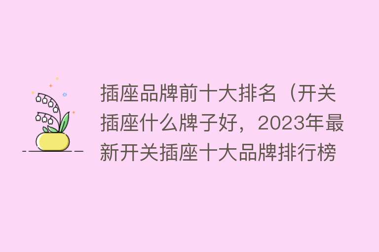 插座品牌前十大排名（开关插座什么牌子好，2023年最新开关插座十大品牌排行榜是哪些？） 